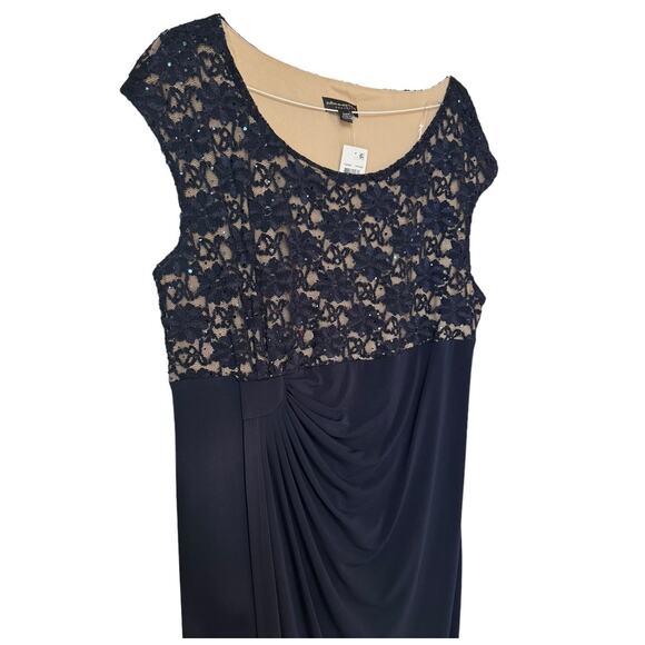 NWT Connected Embellished Cap Sleeve Gathered Waist Navy Gown Size 24W - Picture 11 of 12